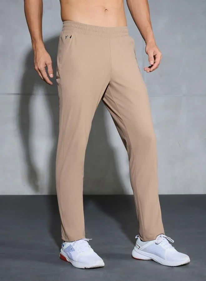 تكنوسبورت Technosport Men Khaki Solid Relaxed Fit Track Pants