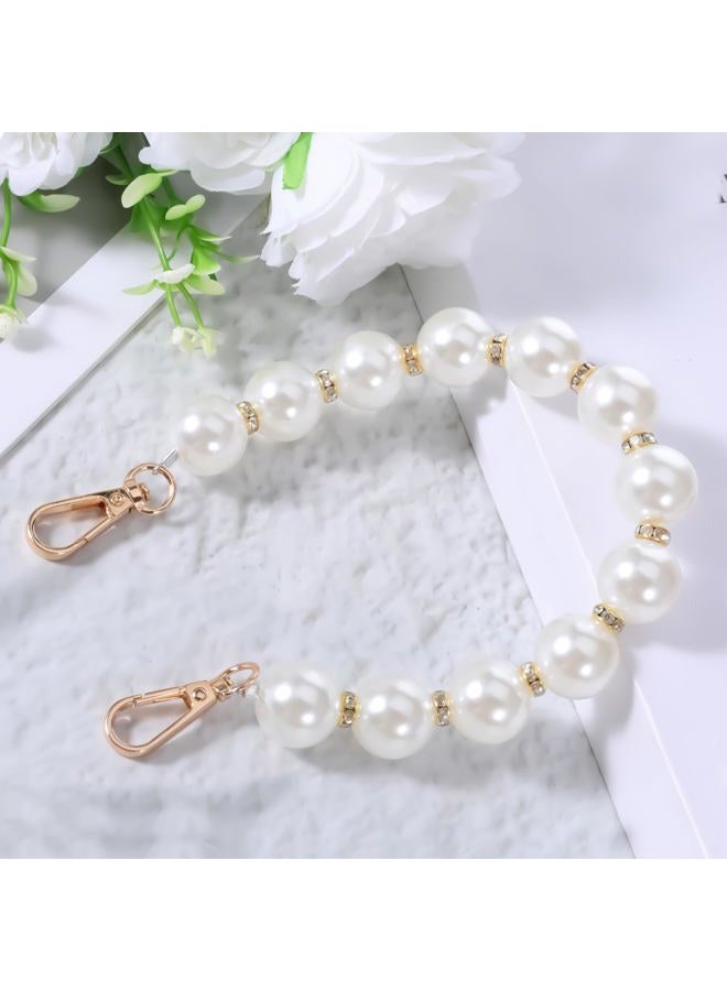 Gtziqa Pearl Purse Chain, 14 Inch Bead Pearl Purse Handle Strap Chain Charms, Bag Charms Replacement Bag Extender Chains with Gold Clasp, for Women Handbag Clutch Accessories Decoration, White - Image 3
