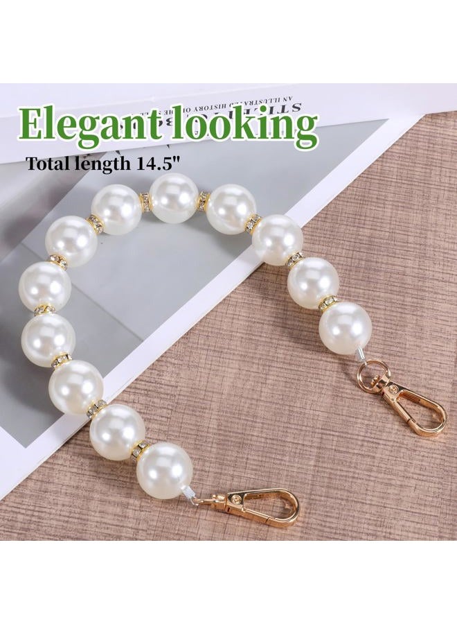 Gtziqa Pearl Purse Chain, 14 Inch Bead Pearl Purse Handle Strap Chain Charms, Bag Charms Replacement Bag Extender Chains with Gold Clasp, for Women Handbag Clutch Accessories Decoration, White - Image 4
