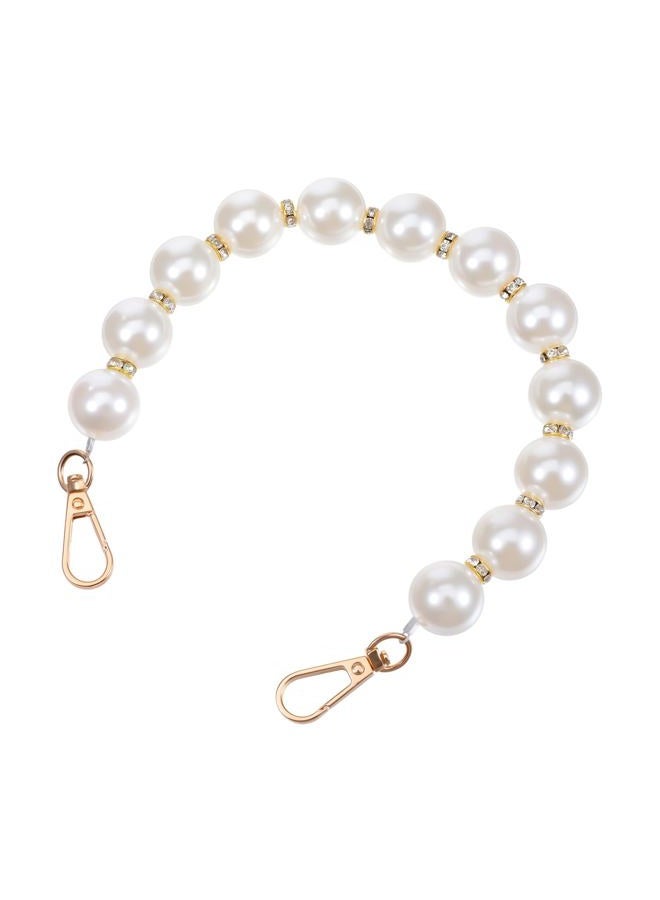 Gtziqa Pearl Purse Chain, 14 Inch Bead Pearl Purse Handle Strap Chain Charms, Bag Charms Replacement Bag Extender Chains with Gold Clasp, for Women Handbag Clutch Accessories Decoration, White - Image 1