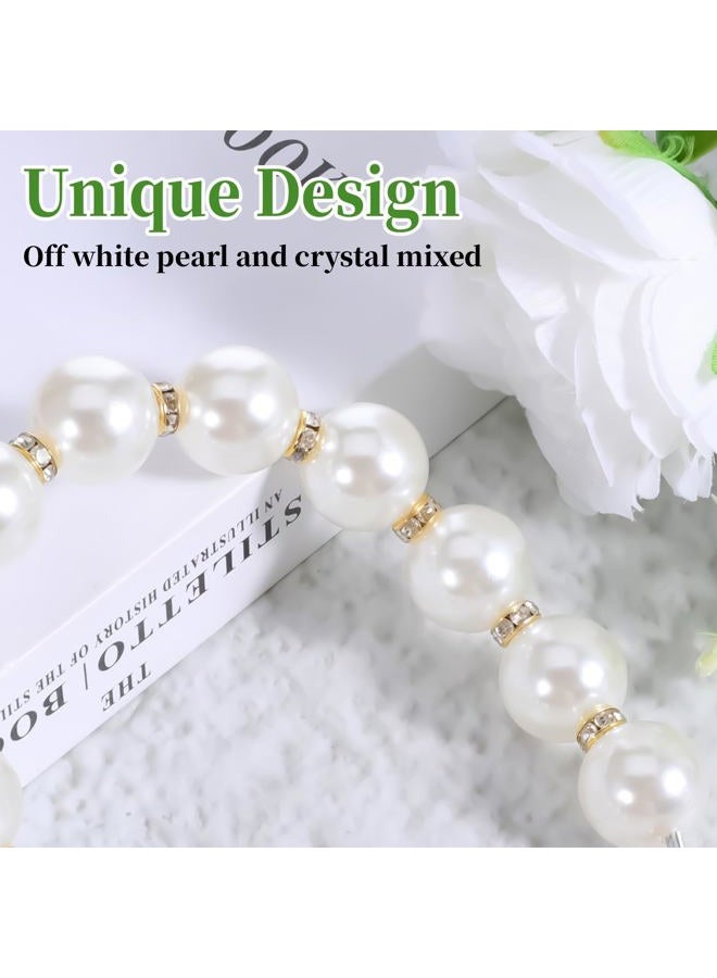 Gtziqa Pearl Purse Chain, 14 Inch Bead Pearl Purse Handle Strap Chain Charms, Bag Charms Replacement Bag Extender Chains with Gold Clasp, for Women Handbag Clutch Accessories Decoration, White - Image 5