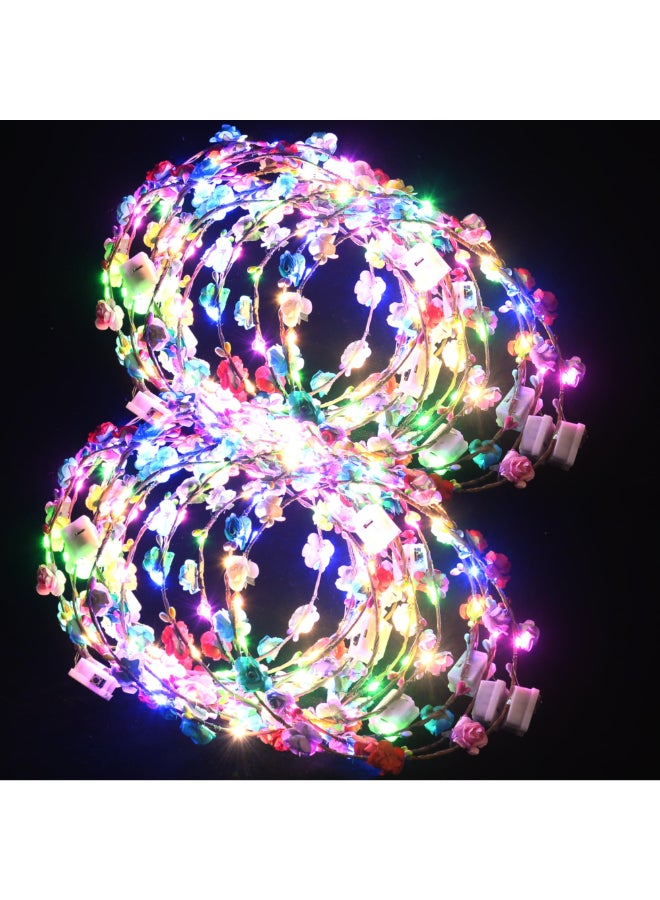 QSJQllo 20 Pcs LED Flower Crowns HeadbandsLight Up Headbands For WomenGlow In The Dark Headband WreathSuitable For BirthdaysWeddings Halloween Christmas RolePlaying Beach Parties - Image 2
