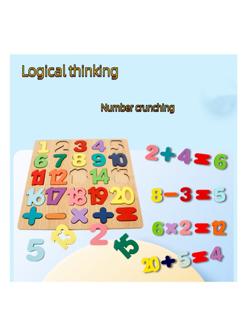 Literacy Puzzle Jigsaw Puzzle Wooden Children Number Board Letter Board Puzzle Geometric Shape Pairing Hand Grasping Panel Early Educational Toys Numbers, Letters, Math, Shapes (shapes) - Image 5