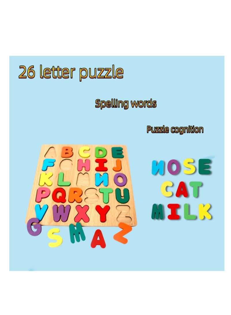 Literacy Puzzle Jigsaw Puzzle Wooden Children Number Board Letter Board Puzzle Geometric Shape Pairing Hand Grasping Panel Early Educational Toys Numbers, Letters, Math, Shapes (shapes) - Image 4