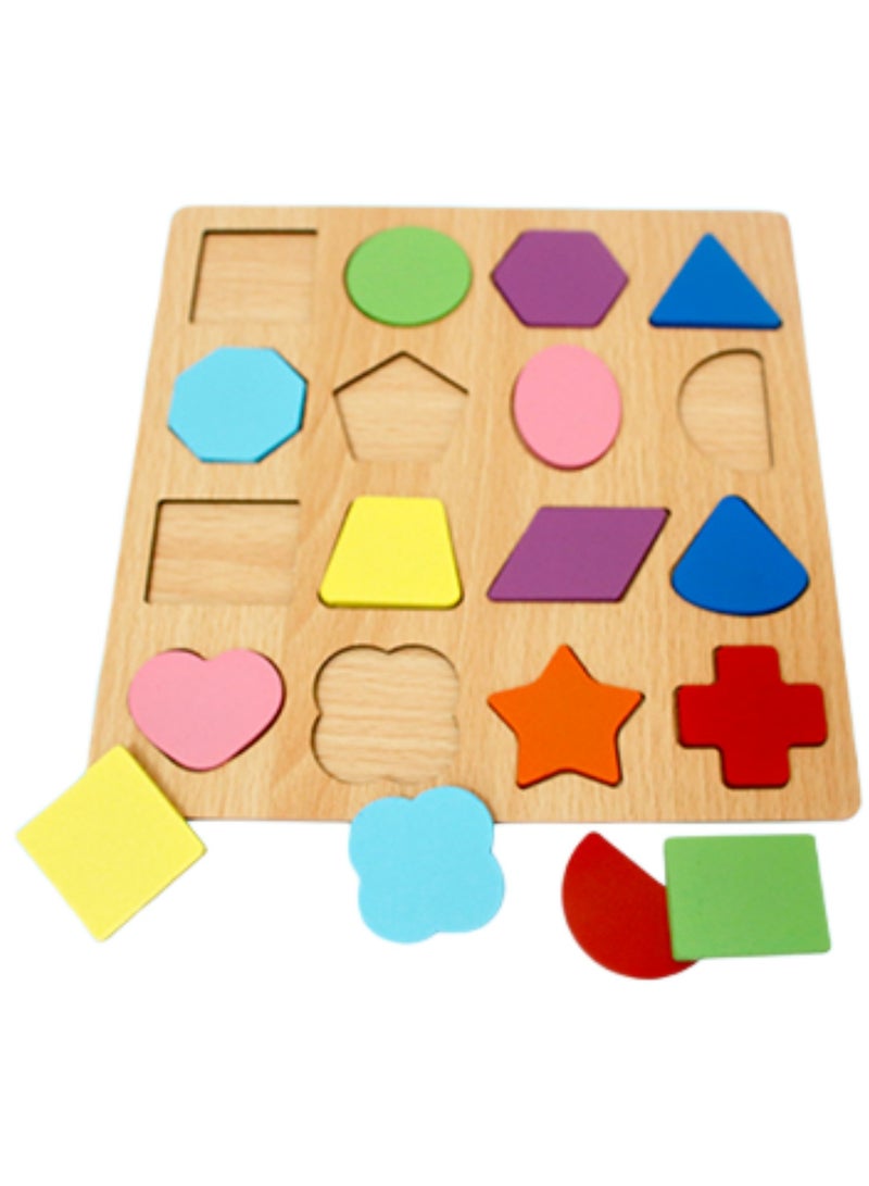 Literacy Puzzle Jigsaw Puzzle Wooden Children Number Board Letter Board Puzzle Geometric Shape Pairing Hand Grasping Panel Early Educational Toys Numbers, Letters, Math, Shapes (shapes) - Image 1