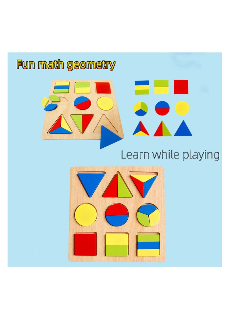 Literacy Puzzle Jigsaw Puzzle Wooden Children Number Board Letter Board Puzzle Geometric Shape Pairing Hand Grasping Panel Early Educational Toys Numbers, Letters, Math, Shapes (shapes) - Image 3