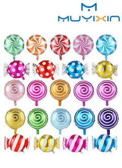 Muyixin 23Pcs Sweet Candy Balloons, Round Lollipop Balloon, Birthday Wedding Party Balloons Decoration for Boys and Girls - 18 inches  - Image 1