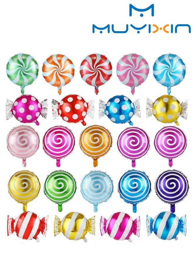 Muyixin 23Pcs Sweet Candy Balloons, Round Lollipop Balloon, Birthday Wedding Party Balloons Decoration for Boys and Girls - 18 inches - Image 1