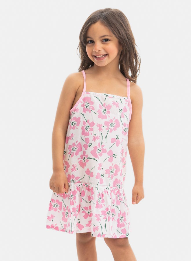 لوفلي لاند فستان مطبوع بدون أكمام للبنات بدانتيل على الكتف - Image 1