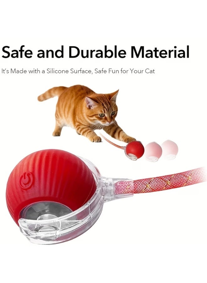 Pet Mate Interactive Rolling Cat Toys Red Ball, Interactive Rolling Dog Ball, Motion Activate Rolling Pet Toys, Automatic Self Moving Dog/Cat for Indoor Cats Toys Fast Rolling on Carpet| Red - Image 2