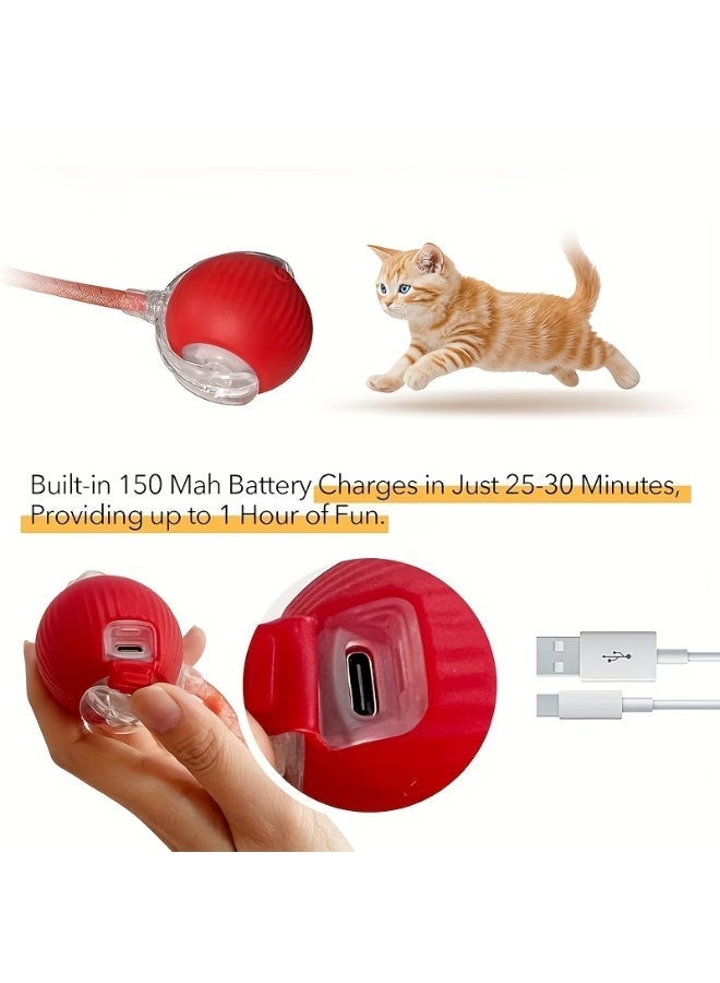 Pet Mate Interactive Rolling Cat Toys Red Ball, Interactive Rolling Dog Ball, Motion Activate Rolling Pet Toys, Automatic Self Moving Dog/Cat for Indoor Cats Toys Fast Rolling on Carpet| Red - Image 3