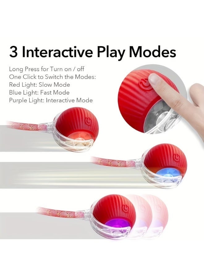 Pet Mate Interactive Rolling Cat Toys Red Ball, Interactive Rolling Dog Ball, Motion Activate Rolling Pet Toys, Automatic Self Moving Dog/Cat for Indoor Cats Toys Fast Rolling on Carpet| Red - Image 4