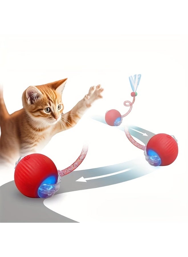 Pet Mate Interactive Rolling Cat Toys Red Ball, Interactive Rolling Dog Ball, Motion Activate Rolling Pet Toys, Automatic Self Moving Dog/Cat for Indoor Cats Toys Fast Rolling on Carpet| Red - Image 5