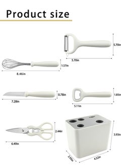 Cuken 6 Piece Kitchen Gadgets Set with Bottle Peeler, Opener, Whisk, Fruit Knife, Scissors and Decorative Storage Base, Bottom Filter Screen Design  - Image 2