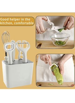 Cuken 6 Piece Kitchen Gadgets Set with Bottle Peeler, Opener, Whisk, Fruit Knife, Scissors and Decorative Storage Base, Bottom Filter Screen Design  - Image 5