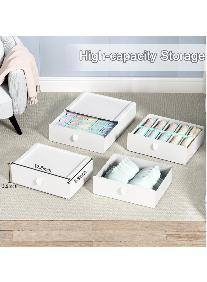 Under Shelf Drawer Organizer Underwear Organizer Drawer 15 Cells Plastic Socks Drawer Stackable Closet Organizer Storage Box for Bras Panties Snacks Suitable for Office Home School Grey - Image 2
