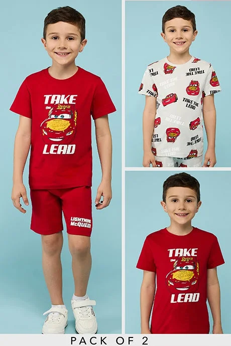 أر أند بي 2 Pack Cars Print T-Shirt with Short Sleeves