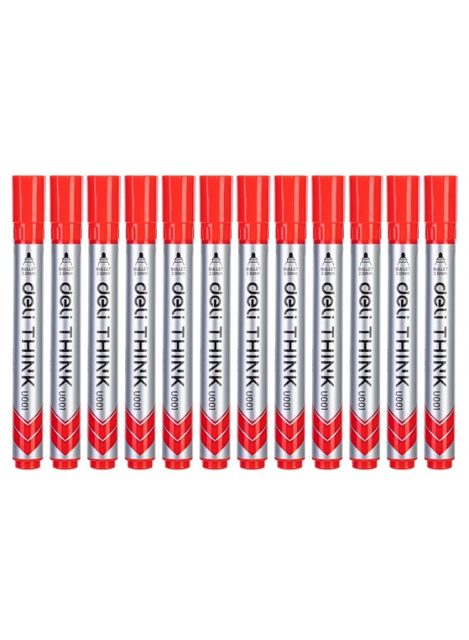 Deli EU00140 Whiteboard Marker Red 12pcs/box– ideal for classrooms, meetings, and whiteboard writing - Image 3