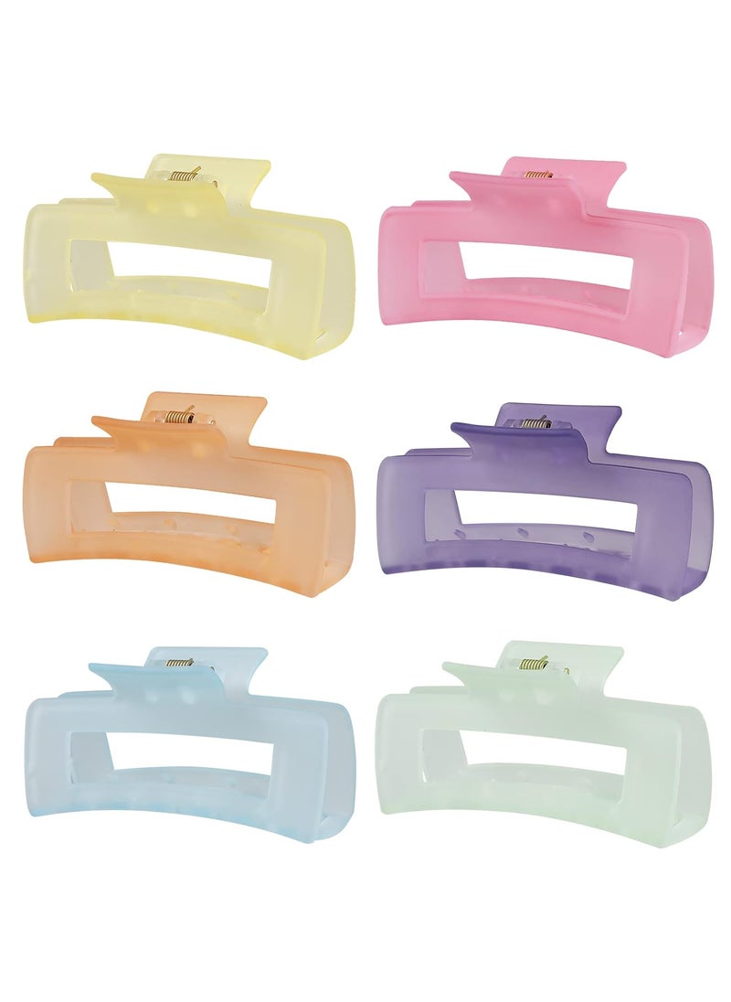 Sisiaipu 4 Inch Big Hair Claw Clips 6 Pcs Large Claw Clips for Thick Hair Square Hair Clips for Women Rectangle Hair Clips Nonslip Acrylic Banana Jaw Clips Hair Accessories for Girls Ice Cream 