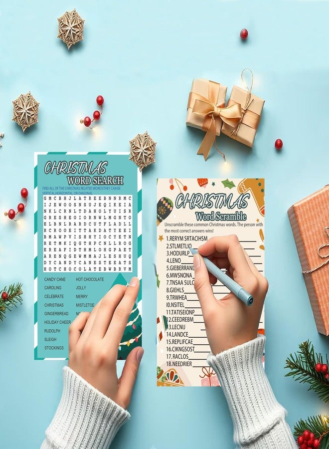 ام ال او ال ام مجموعة ألعاب عيد الميلاد من MLOLM، 154 قطعة، ألعاب بطاقات حفلات عيد الميلاد للعائلة، البحث عن الكلمات، ألغاز الكلمات المتقاطعة، فك الشفرات، لوازم حفلات عيد الميلاد الشتوية - Image 3