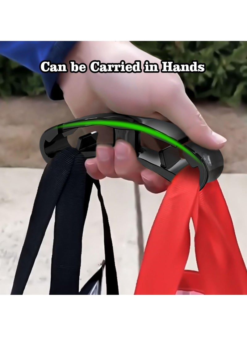 كابتن تيك مقبض حامل حقيبة البقالة، عبوتان، قبضة وسادة ناعمة، حامل حقيبة بلاستيكية بدون استخدام اليدين، مثالي للتسوق، حل سهل الحمل، أسود - Image 2