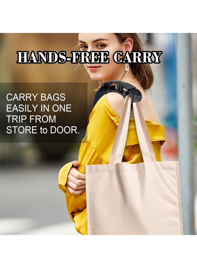 كابتن تيك مقبض حامل حقيبة البقالة، عبوتان، قبضة وسادة ناعمة، حامل حقيبة بلاستيكية بدون استخدام اليدين، مثالي للتسوق، حل سهل الحمل، أسود - Image 4