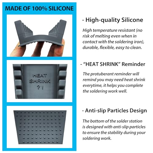 ZYRELYNX 2Pcs Upgraded Silicone Soldering Stand, Helping Hands Soldering Station, Soldering Wire Holder with 6 Slots - Third Hand Soldering Iron Stand for 32AWG to 12AWG Wires(Only Stand), Dark Grey - Image 3