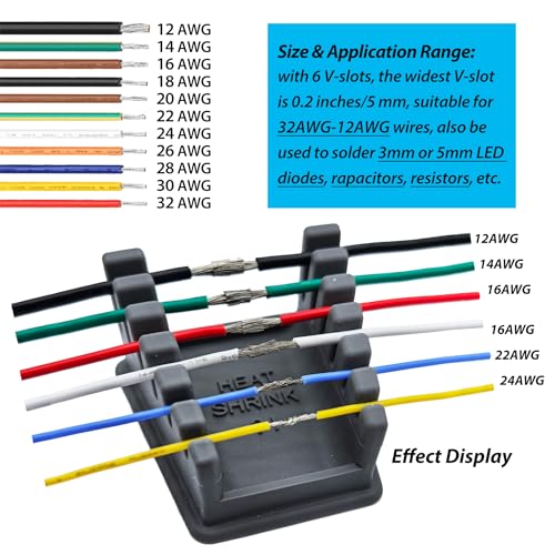 ZYRELYNX 2Pcs Upgraded Silicone Soldering Stand, Helping Hands Soldering Station, Soldering Wire Holder with 6 Slots - Third Hand Soldering Iron Stand for 32AWG to 12AWG Wires(Only Stand), Dark Grey - Image 4