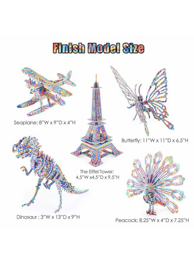 BEARUN 3D Coloring Puzzle Set, Arts and Crafts for Girls and Boys Age 6 7 8 9 10 11 12 Year Old, Fun Educational Painting Crafts Kit with Supplies for Kids, Birthday Toy Gift for Kids - Image 5