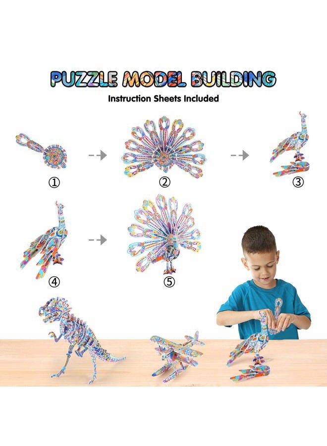 BEARUN 3D Coloring Puzzle Set, Arts and Crafts for Girls and Boys Age 6 7 8 9 10 11 12 Year Old, Fun Educational Painting Crafts Kit with Supplies for Kids, Birthday Toy Gift for Kids - Image 3
