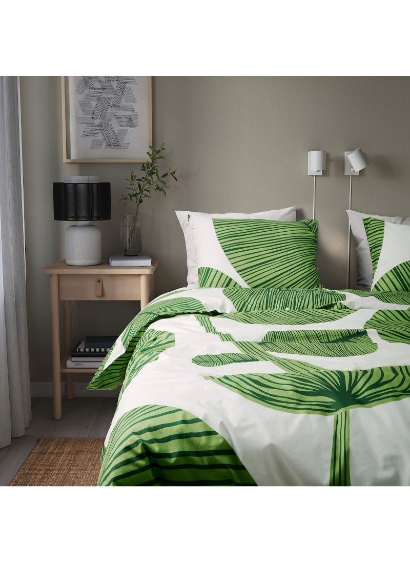 IKEA FRAKTA - Duvet cover and 2 pillowcases - white/green - 240x220/50x80 cm - Image 1