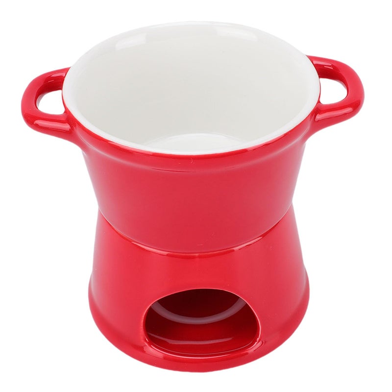 Red Chocolate Fondue Mug 300ml Ceramic Butter Warmer with Stainless Steel Fork for Date Night Birthday Gifts - Image 2