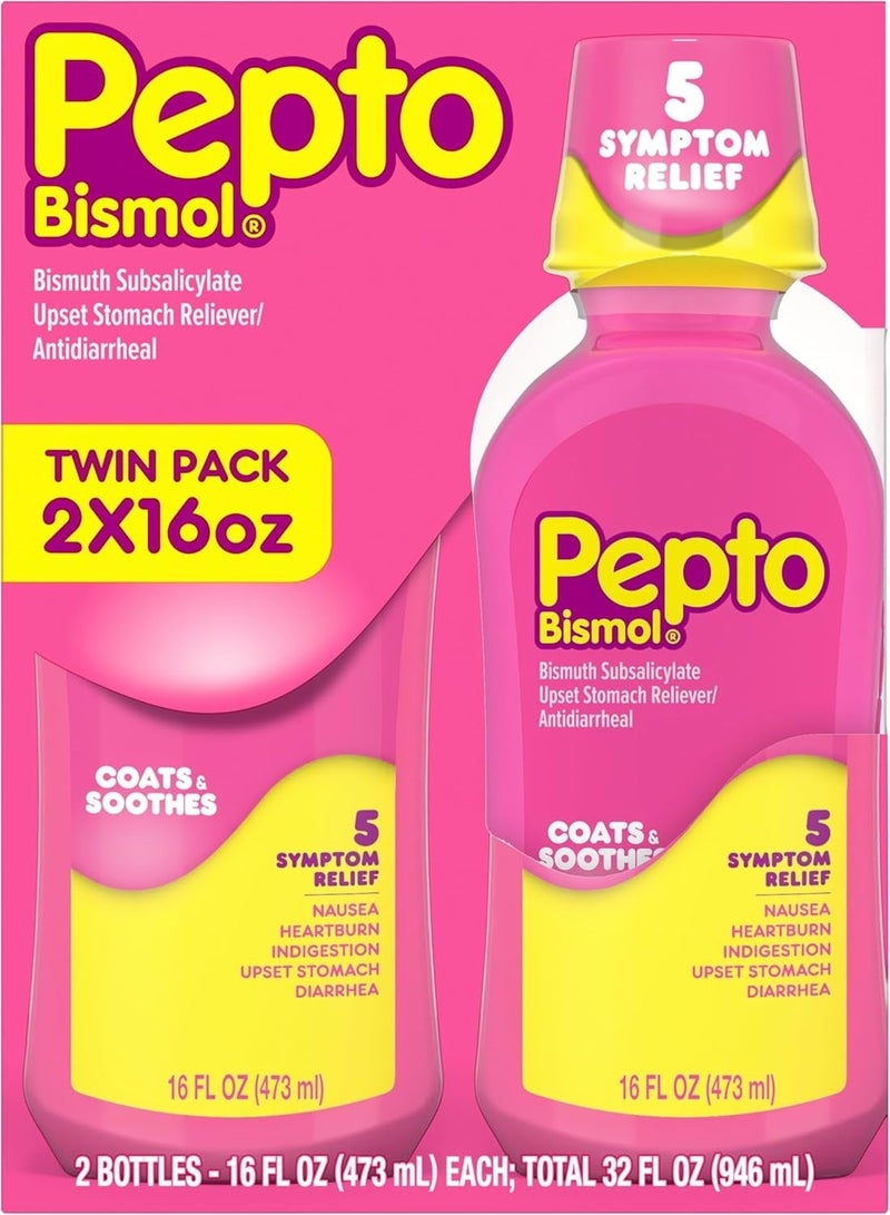 Pepto Bismol Pepto-Bismol Regular Strength Liquid - Total: 32 oz (16 oz X 2) - Image 1