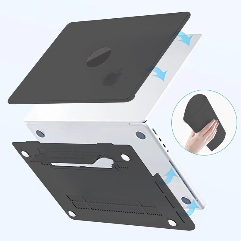 eWINNER Case Compatible with MacBook Pro 13 inch Case 2022-2016 Release M2 M1 A2338 A2289 A2251 A2159 A1989 A1706 A1708 -Protective Snap On Hard Shell Cover with Fold Kickstand (Black) - Image 3