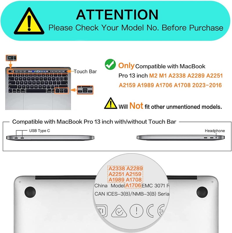 eWINNER Case Compatible with MacBook Pro 13 inch Case 2022-2016 Release M2 M1 A2338 A2289 A2251 A2159 A1989 A1706 A1708 -Protective Snap On Hard Shell Cover with Fold Kickstand (Black) - Image 2