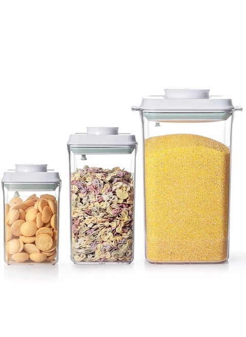 BPA Free Airtight Food Storage Container Set of 900ml, 2000ml and 4000ml Pop Up Containers for Rice, Coffee, Flour, Sugar and Cereals