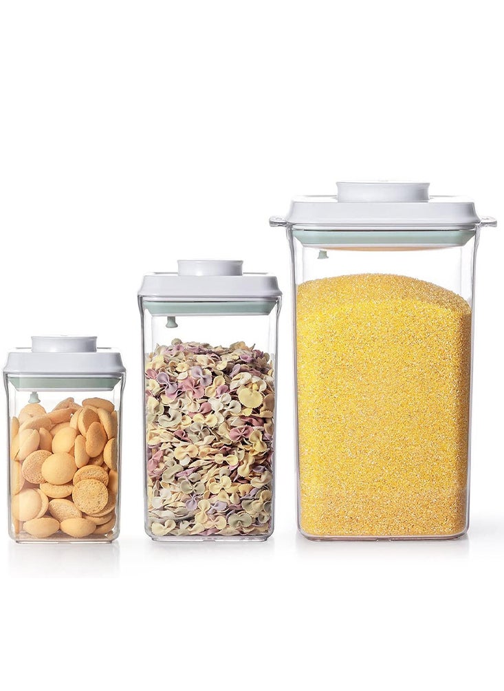 Perfii BPA Free Airtight Food Storage Container Set of 900ml, 2000ml and 4000ml Pop Up Containers for Rice, Coffee, Flour, Sugar and Cereals  - Image 1