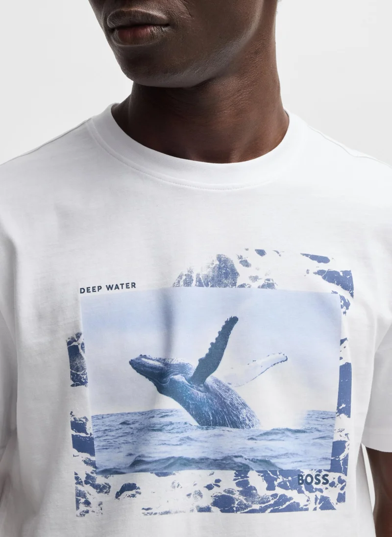 BOSS Cotton-jersey T-shirt with photographic print
