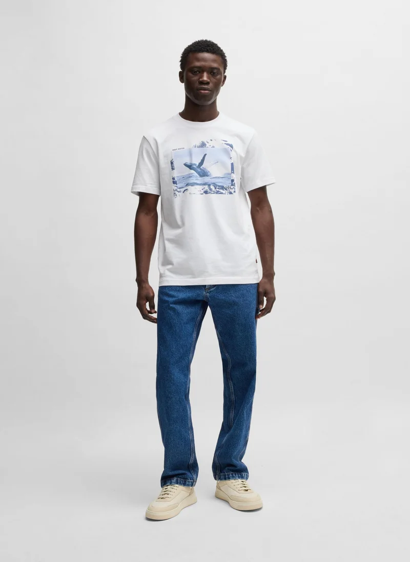 BOSS Cotton-jersey T-shirt with photographic print