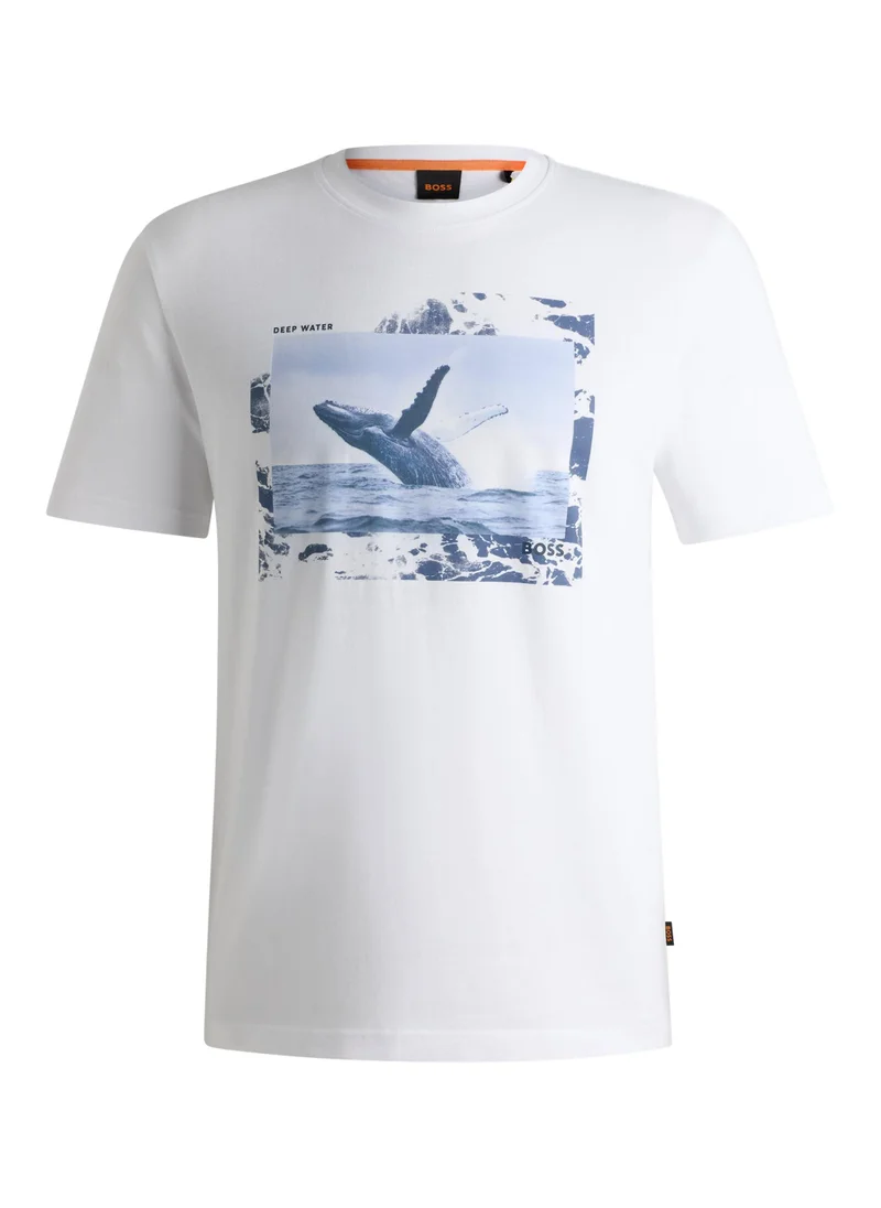 BOSS Cotton-jersey T-shirt with photographic print