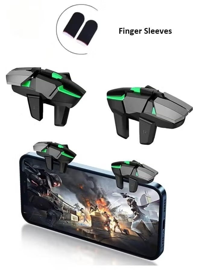 Mobile Game Controller Trigger, PUBG Accessories 6 Finger Trigger, High Sensitivity and 4 Metal on, Non-slip and Human Body Design with 2 Finger Sleeves - Image 1