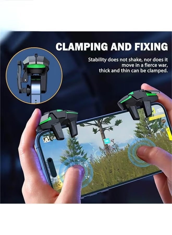 Mobile Game Controller Trigger, PUBG Accessories 6 Finger Trigger, High Sensitivity and 4 Metal on, Non-slip and Human Body Design with 2 Finger Sleeves - Image 2