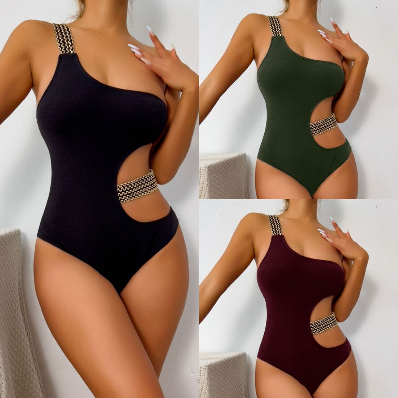 بيكيني قطعة واحدة بلون موحد للسيدات - Image 2