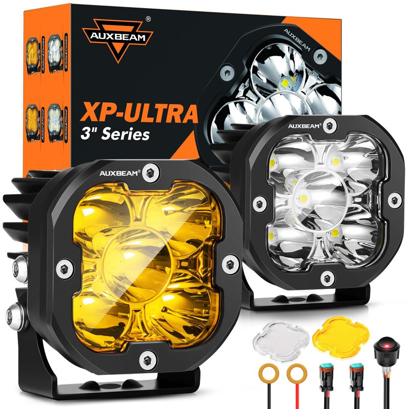 أضواء أوكسبيم XPUltra سلسلة هايبر سبوت LED 3 إنش 80 واط شعاع مركّز أضواء الطرق الوعرة 9600 لومن لونين أمبر وأبيض 30 شعاع ضوء أصفر أضواء ضبابية للسيارات 4x4 جيب فورد تويوتا زوج