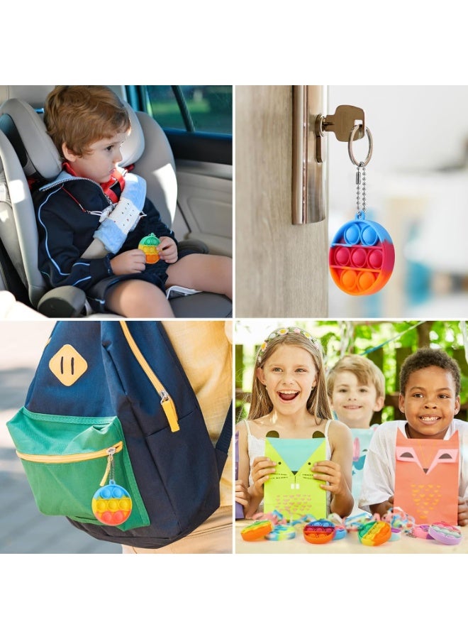 30 Pack Mini Pop Fidget Keychain, Kids Party Favors Fidget Toys Bulk, Its Birthday Party Favors for Kids 4+ Year Small Kid, Classroom Prizes Fidgets It Bubbles Poppers(Circle) - Image 5