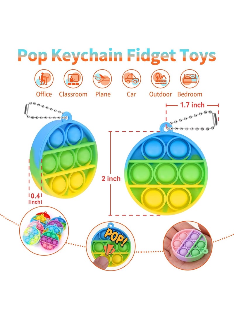 30 Pack Mini Pop Fidget Keychain, Kids Party Favors Fidget Toys Bulk, Its Birthday Party Favors for Kids 4+ Year Small Kid, Classroom Prizes Fidgets It Bubbles Poppers(Circle) - Image 2