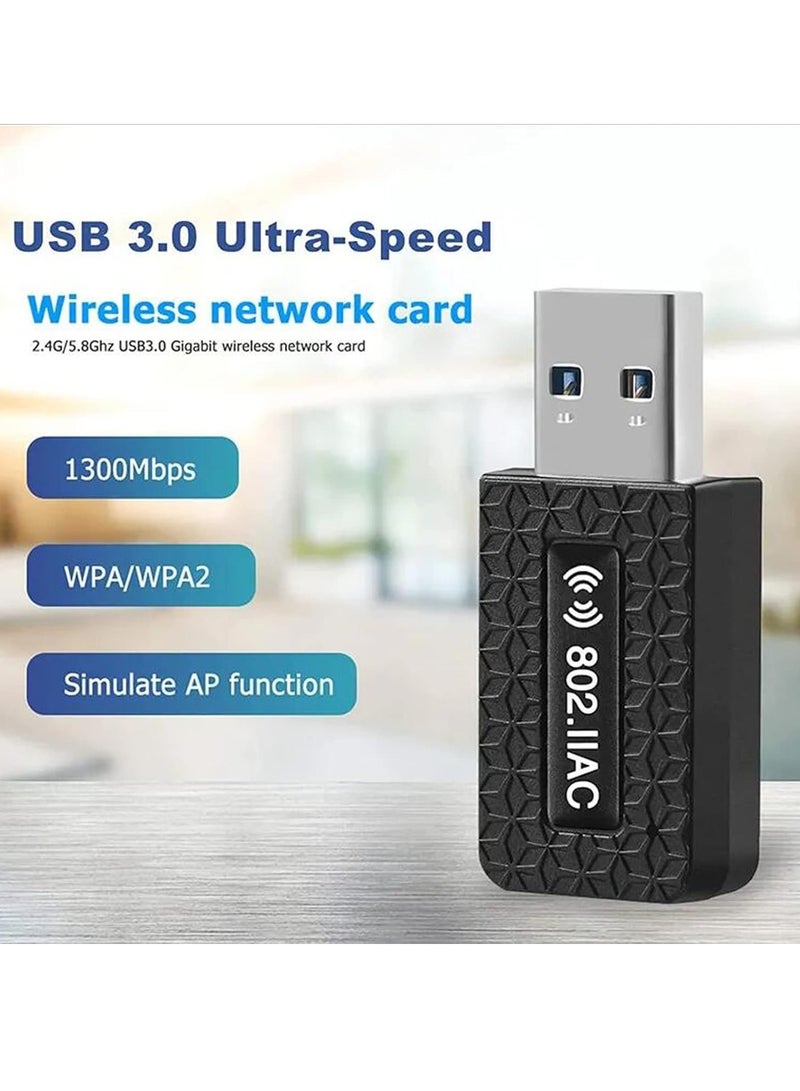 General AC1300 USB WiFi Dongle 2.4G/5G Dual Band Wireless Network Adapter for PC Desktop High Speed ​​USB 3.0 Support Windows 7 to 11 XP/Mac OS X 10.9-10.14  - Image 3