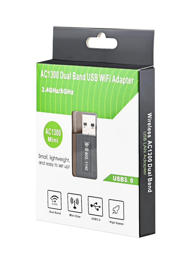 General AC1300 USB WiFi Dongle 2.4G/5G Dual Band Wireless Network Adapter for PC Desktop High Speed ​​USB 3.0 Support Windows 7 to 11 XP/Mac OS X 10.9-10.14  - Image 5