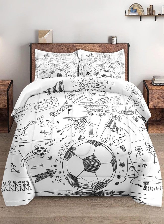 WeCozy Full Size Comforter Set with 2 Pillowcases, Game Painting Ball Cup Soccer Soft 3 Pcs Bedding for Kids and Adults Bedroom Bed Decor - Image 1