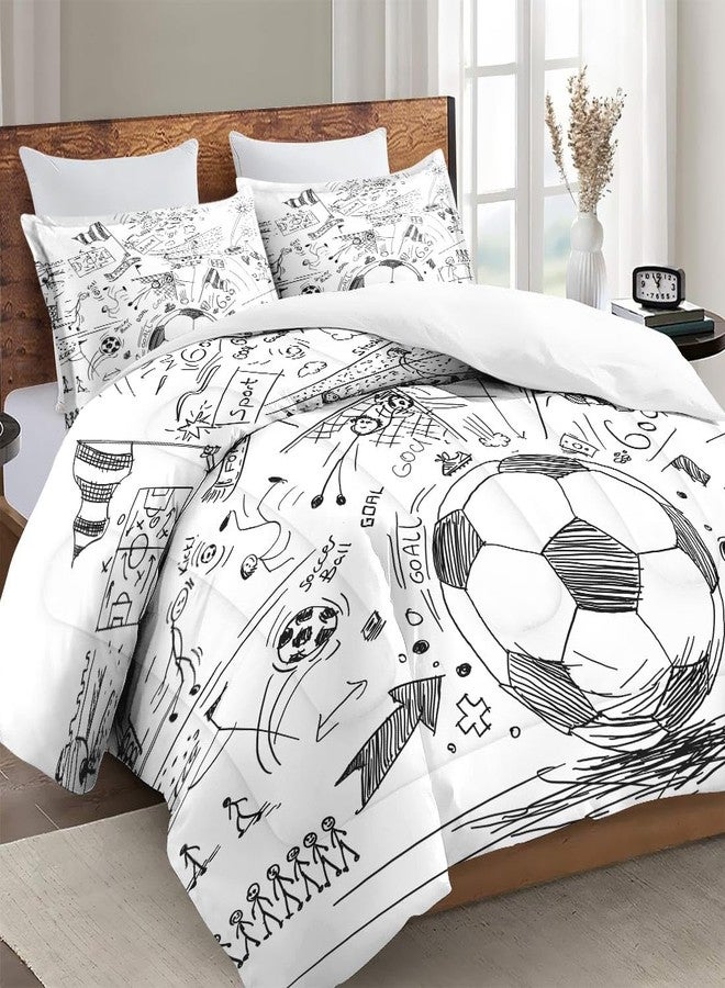 WeCozy Full Size Comforter Set with 2 Pillowcases, Game Painting Ball Cup Soccer Soft 3 Pcs Bedding for Kids and Adults Bedroom Bed Decor - Image 3
